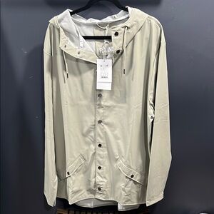 RAINS unisex Cement color Hooded Jacket XL